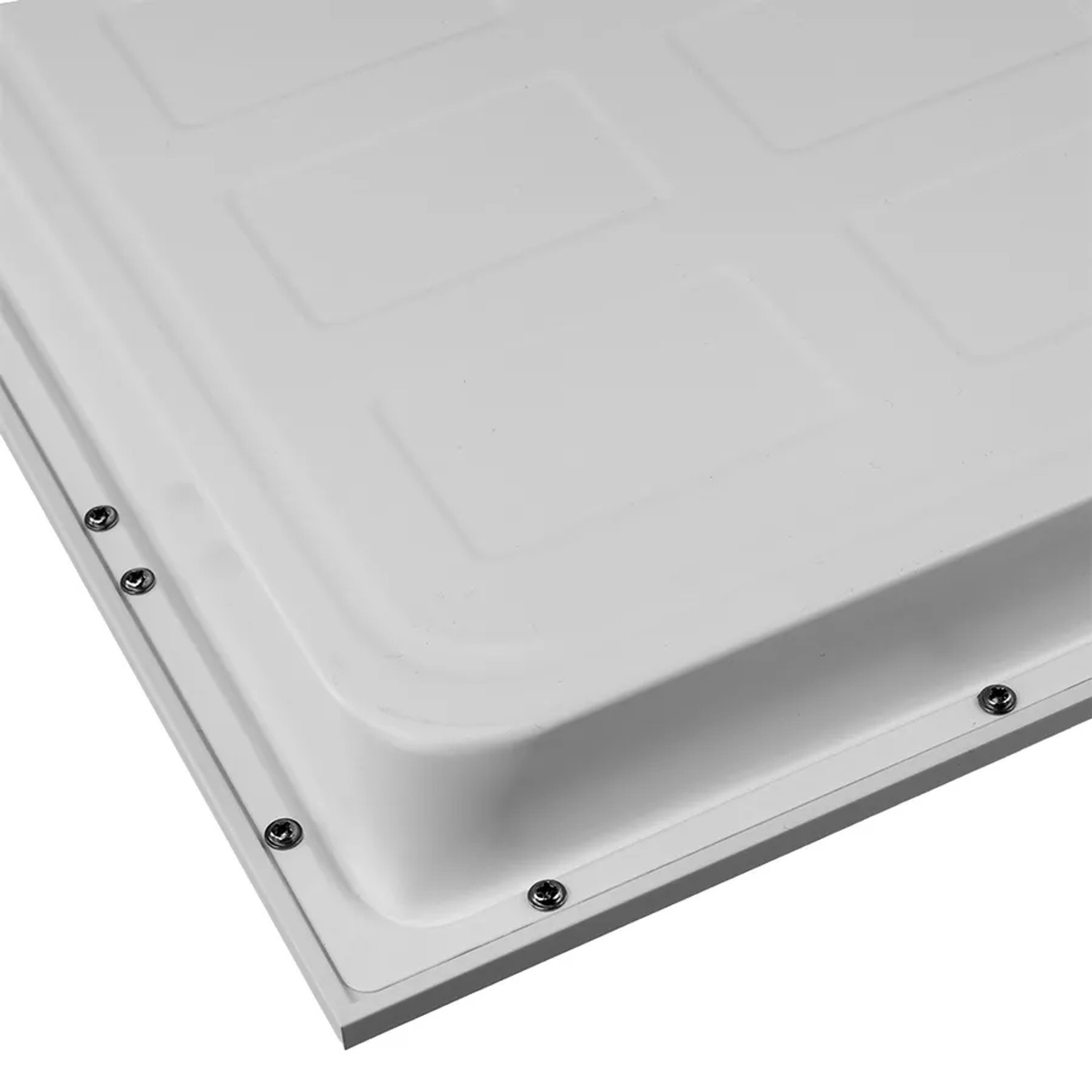 Detailansicht des weißen LUXULA LED Panels 62x62 cm für Rasterdecken. Büro Deckenleuchte.