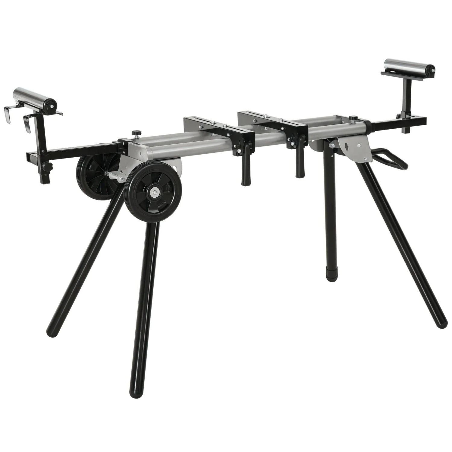 DURHAND Arbeitstisch für Kapp- und Gehrungssägen Schwarz Silber 123,5-245cm