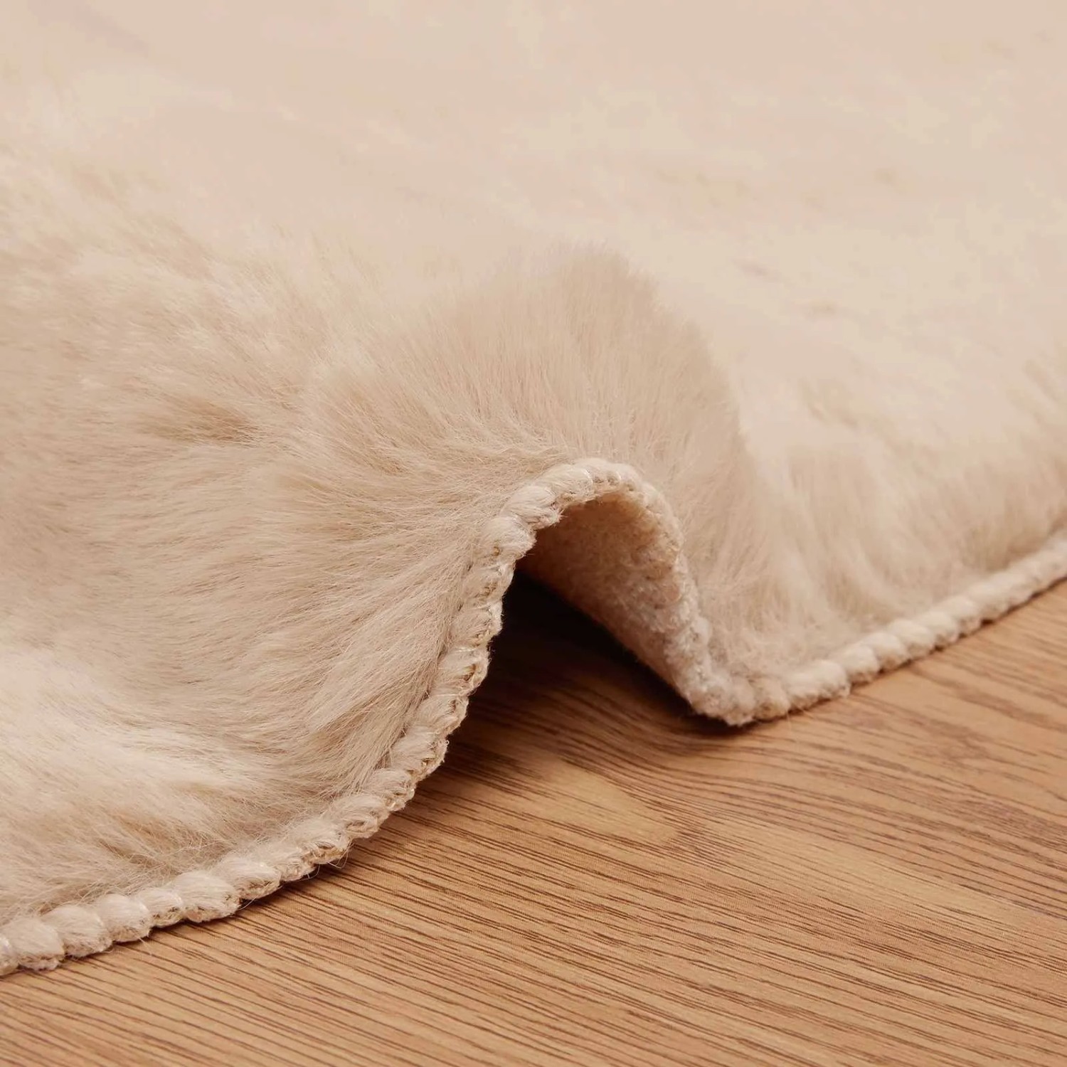 vidaXL Kunstfell Hasen Teppich Olite Taupe Ø 120 cm Polyester 42021757_5