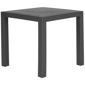 Quadratischer, graphitgrauer Beliani Gartentisch FOSSANO (80x80 cm) aus Kunststoff.