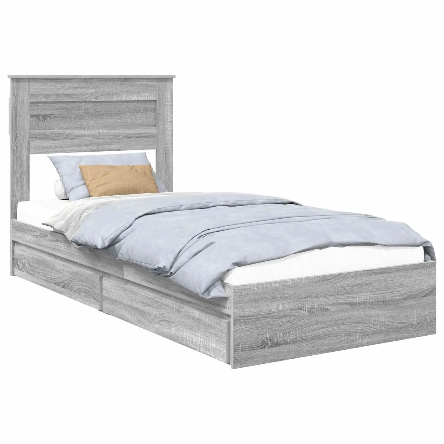 vidaXL Stauraumbett Grau Sonoma 90 x 190 cm Holzwerkstoff 3409942 günstig online kaufen