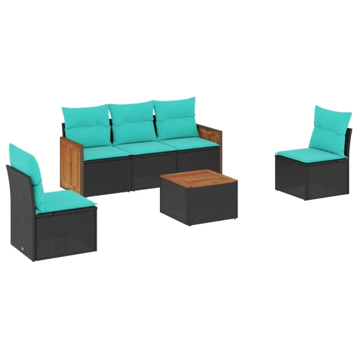 vidaXL 6-Tlg Gartensofa-Set mit Kissen Schwarz Polyrattan 3227534 günstig online kaufen