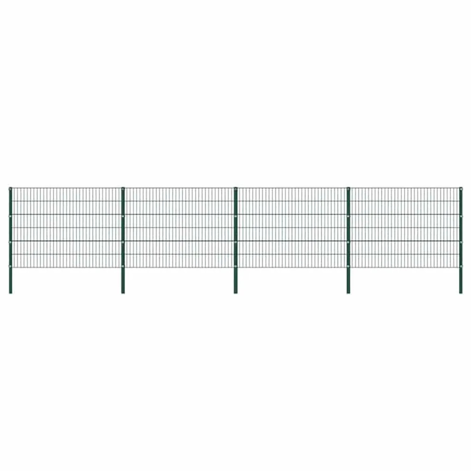 vidaXL Zaunelement mit Pfosten Eisen 694,5 x 120 cm Grün 278664