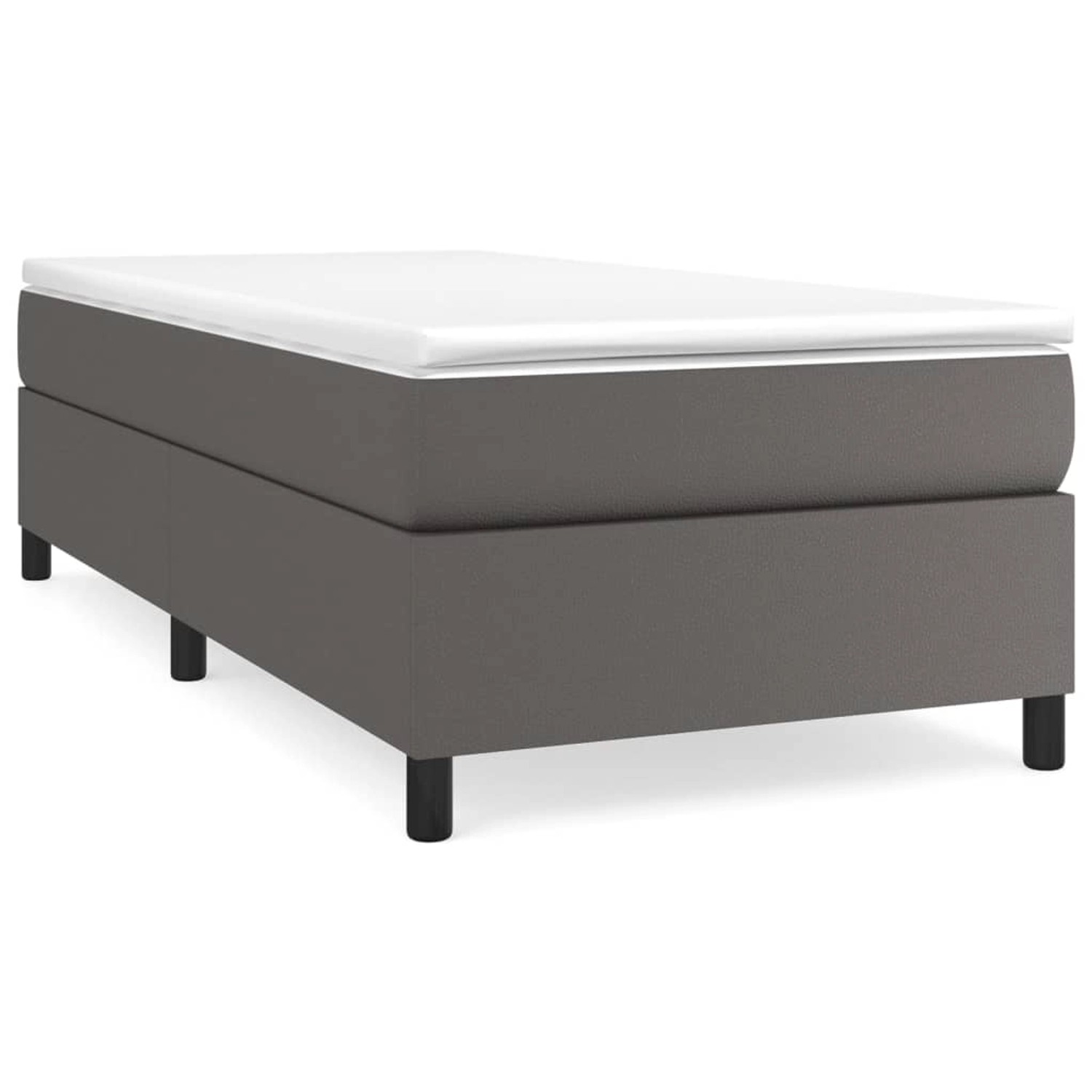 vidaXL Boxspringbett mit Matratze Grau 90x190 cm Kunstleder 3144582 günstig online kaufen