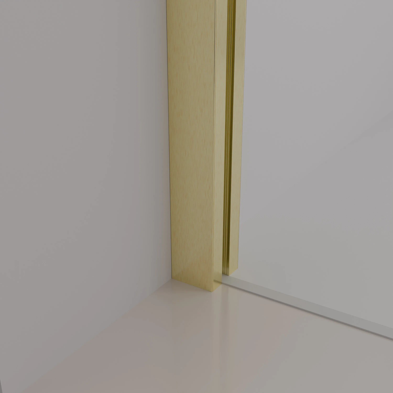 Detailaufnahme: Baliv Duschwand DUK-120.180 Walk-In Gold mit gebürstetem Goldprofil.
