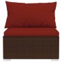 Braunes vidaXL Gartenmöbel Lounge-Set Element aus Rattan mit zimtroten Kissen.