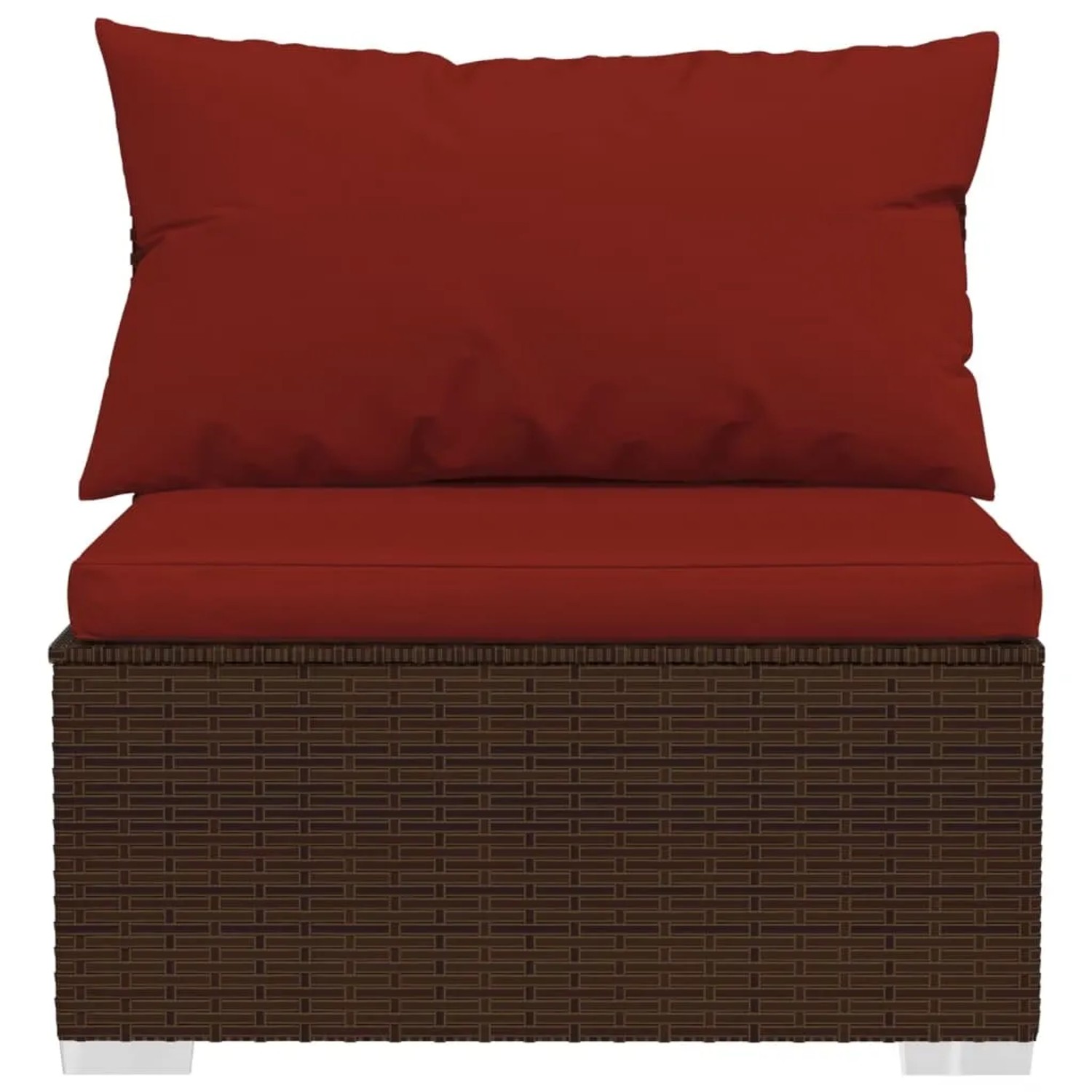 Braunes vidaXL Gartenmöbel Lounge-Set Element aus Rattan mit zimtroten Kissen.