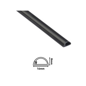 Schwarzer D-Line Kabelkanal, 16x8 mm, 2 m Länge. Elektroinstallationsmaterial für Innenräume.