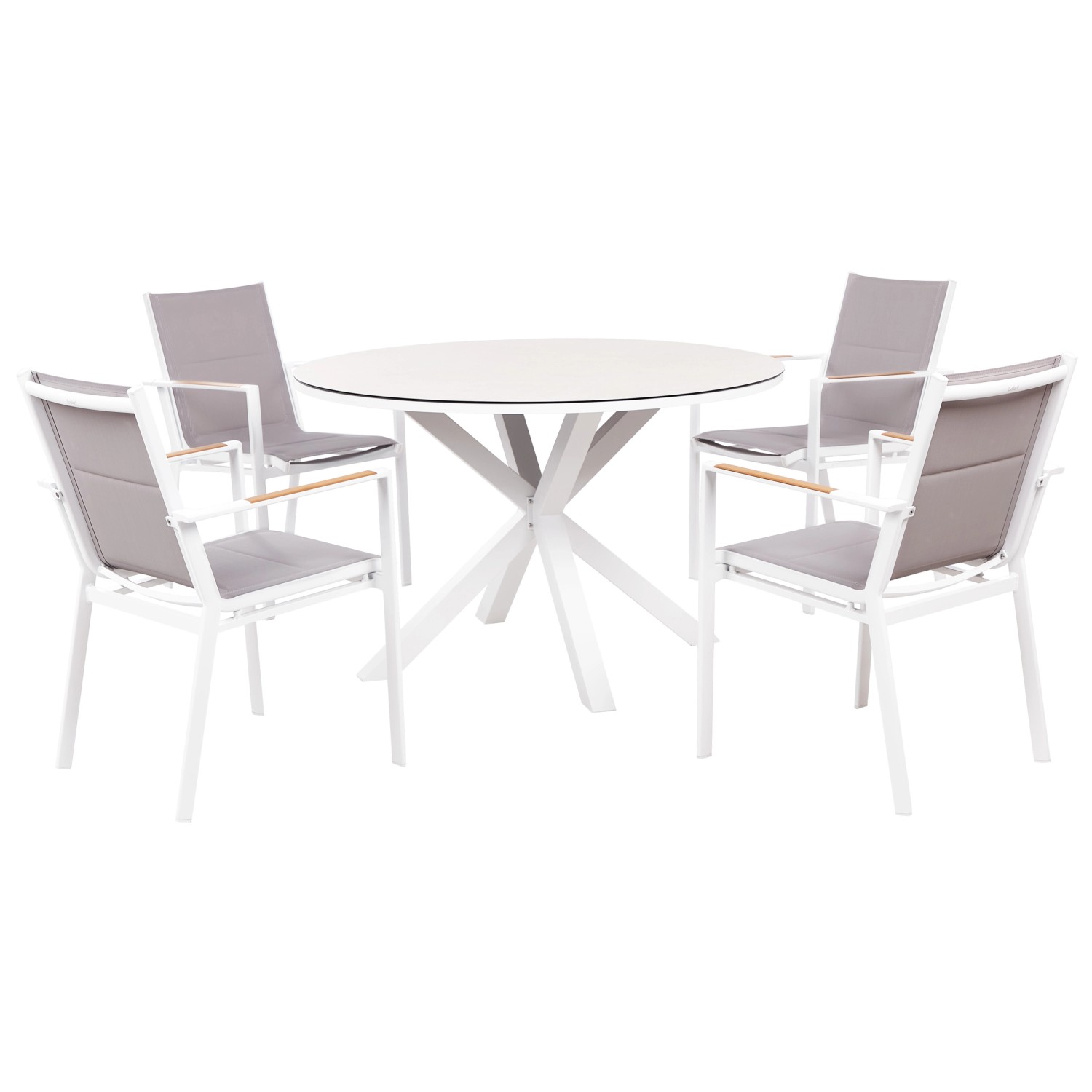 Beliani Gartentisch Set MALETTO/BUSSETO Weiß Taupe günstig online kaufen