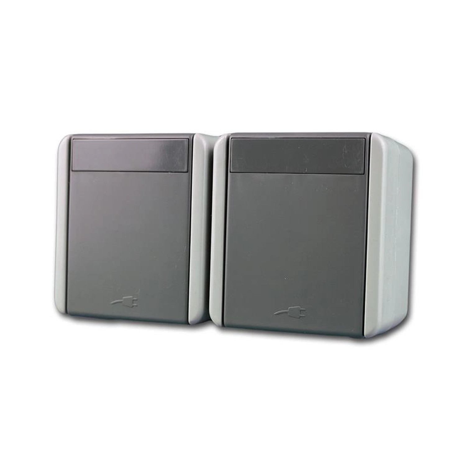 TEM Fontana Doppel Steckdose Horizontal Grau 250V16A IP44 günstig online kaufen