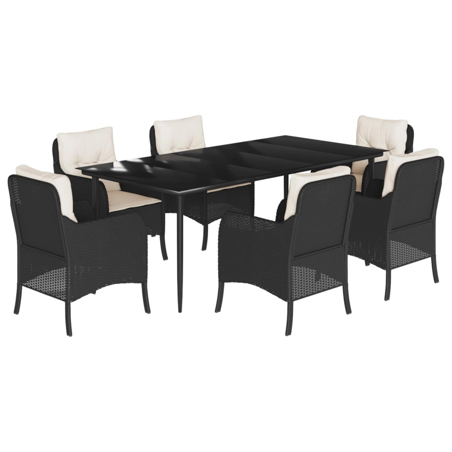 vidaXL 7-Tlg Garten-Essgruppe mit Kissen Schwarz Poly Rattan 3211911 günstig online kaufen