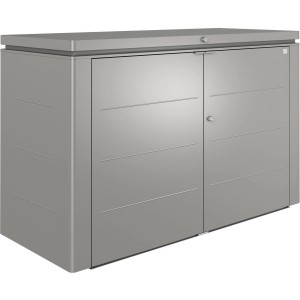 Biohort HighBoard 200 Gartenbox, Quarzgrau-Metallic, Universalbox mit Flügeltüren und abschließbarem Deckel.