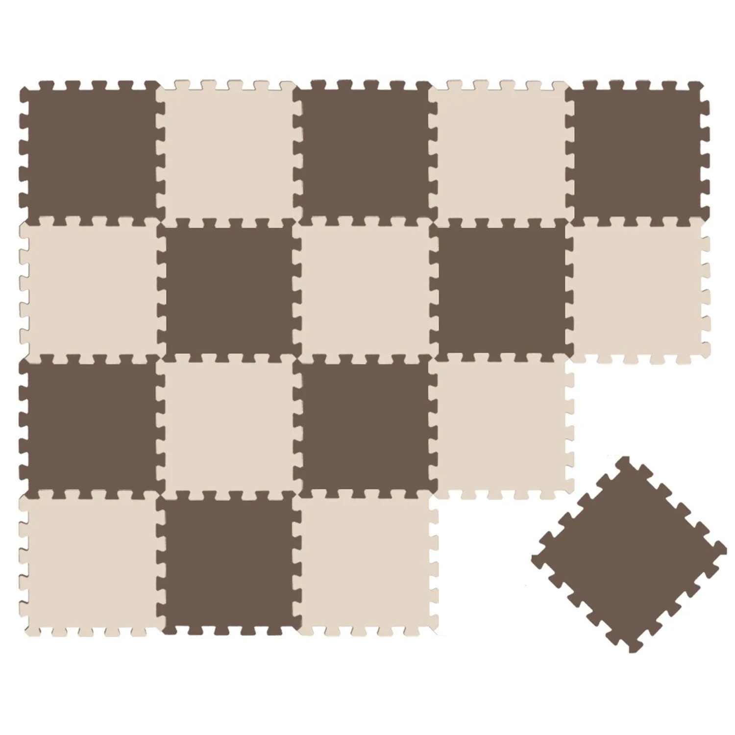 LittleTom Baby & Kinder Puzzlematte 30 x 30 cm 18 Stück Beige & Braun