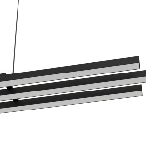 Moderne LED Pendelleuchte CANNIGIONA in Schwarz, 93cm Länge, warmweißes Licht.