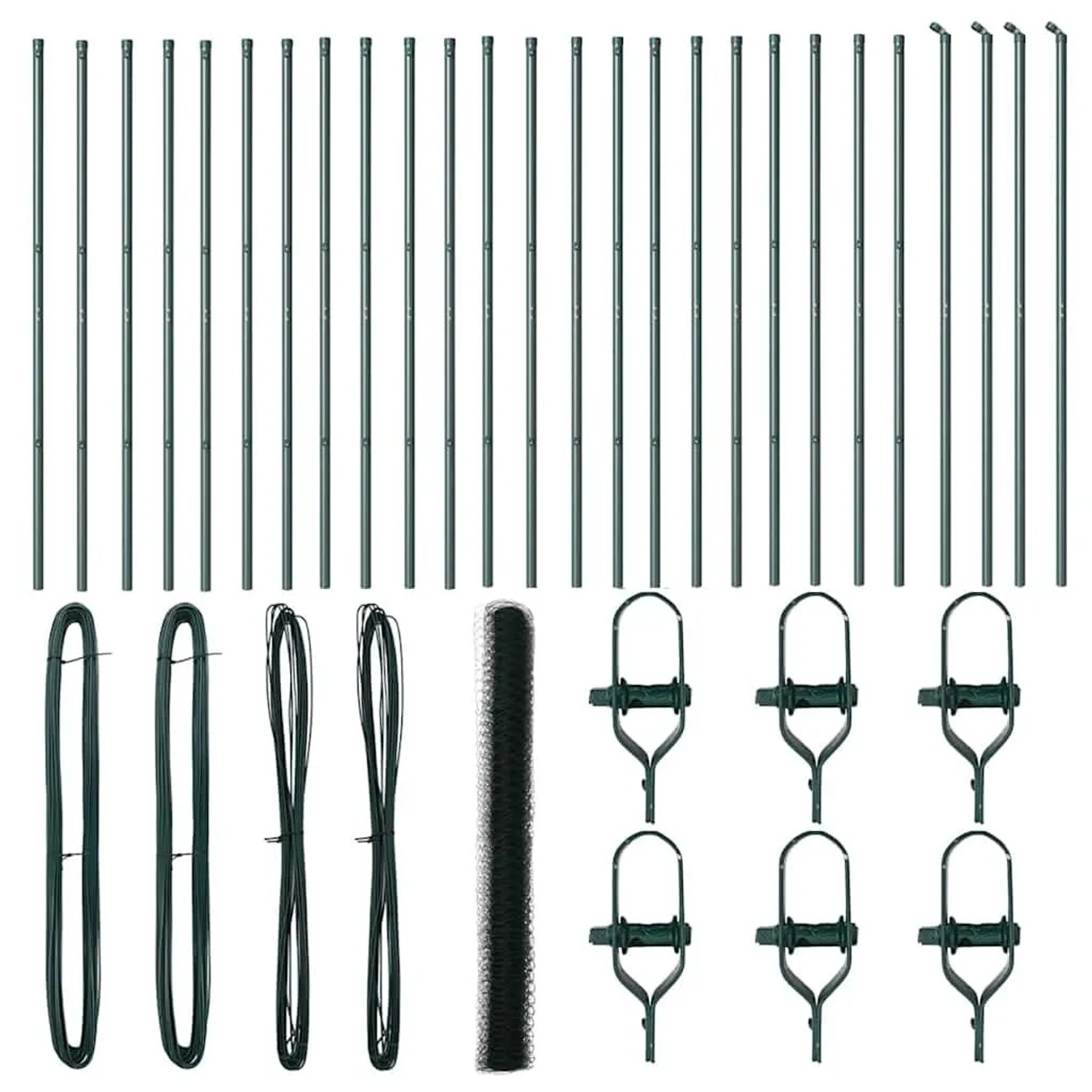 vidaXL Zaunpfosten Grün 50 x 1,6 m 36 mm Gitter Stahl und PVC 3352726 günstig online kaufen