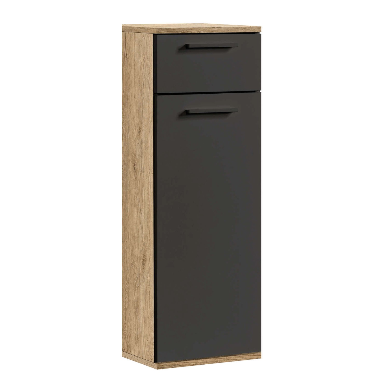 mokebo Bad-Beistellschrank Der Matrose Badschrank in 91x33x34cm HxBxT in Eiche-Schwarz