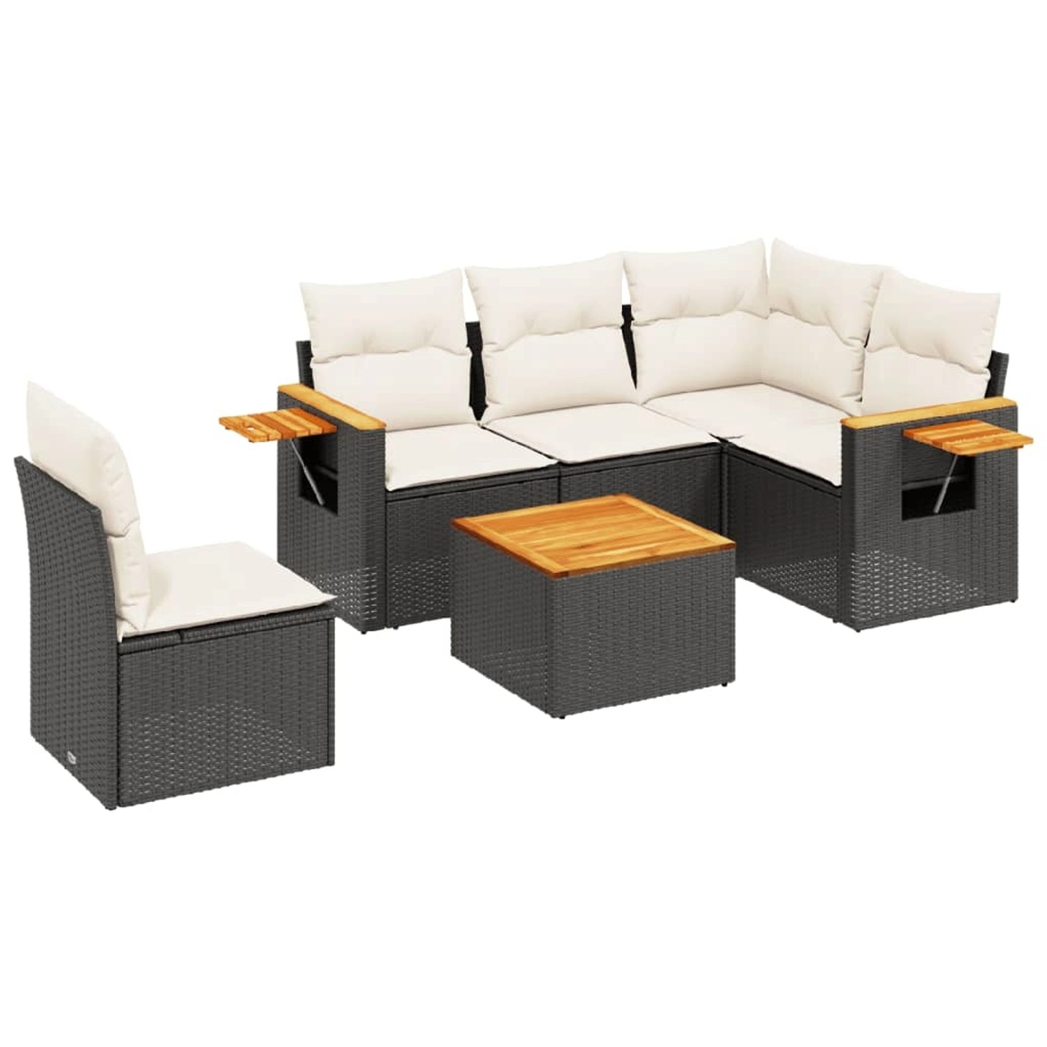 vidaXL 6-Tlg Garten-Sofagarnitur mit Kissen Schwarz Poly Rattan 3259221 günstig online kaufen