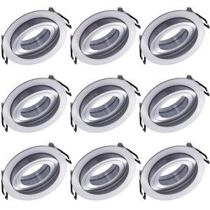 Oktaplex 9er Set Einbauleuchte Aluminium Lyon Schwenkbar für LED-Module Deckenspot Silber Rund