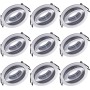 9 runde, schwenkbare Oktaplex Aluminium Einbaustrahler Lyon in Silber für LED-Module.