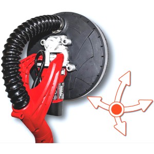 Einhell Trockenbauschleifer TC-DW 225 mit Schleifscheibe und Absaugschlauch im Detail.