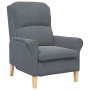 Dunkelgrauer Samt-Sessel mit hellen Holzbeinen. Eleganter Loungesessel für modernes Wohnzimmer.