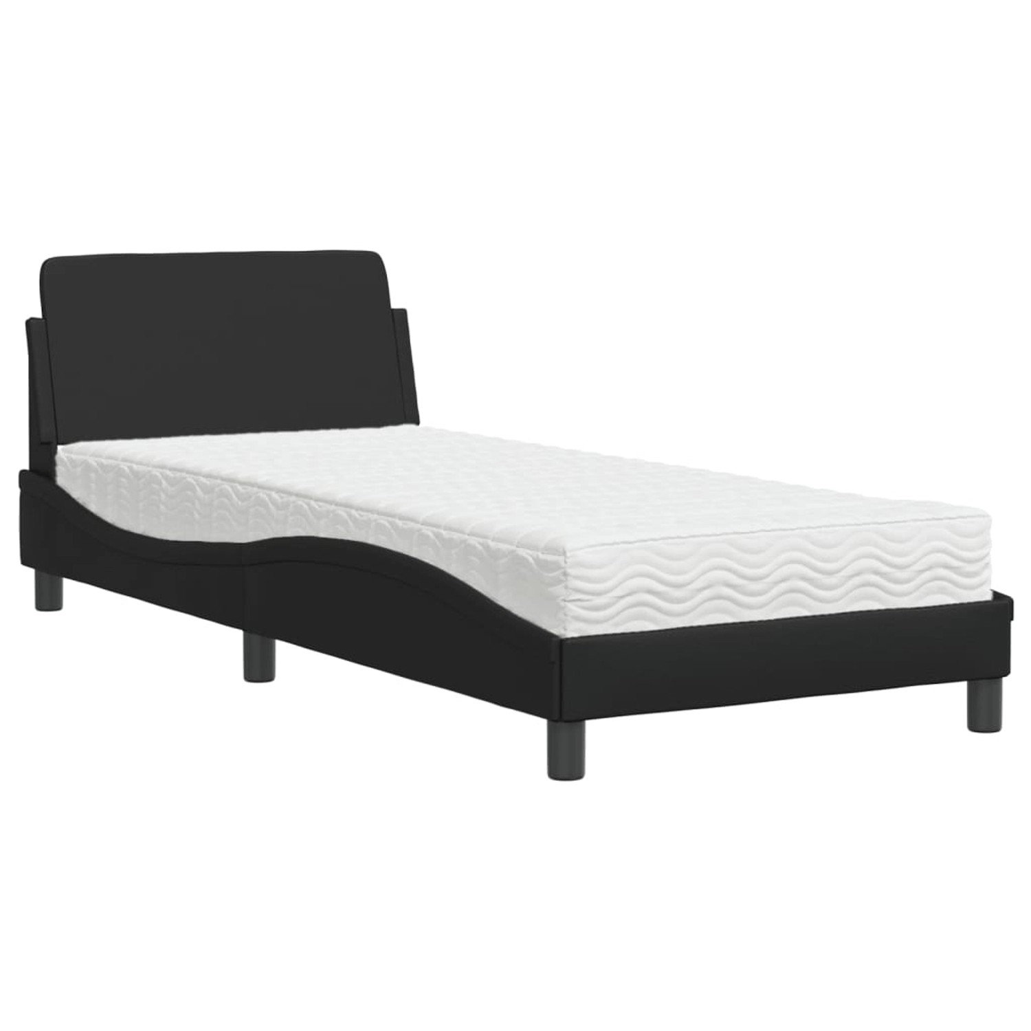 vidaXL Bett mit Matratze Schwarz 90x200 cm Kunstleder Modell 12007232