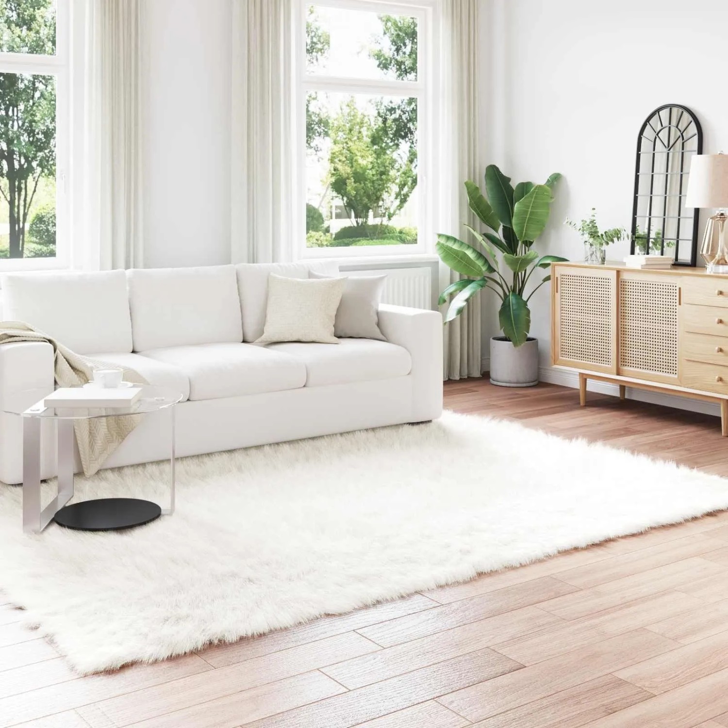 vidaXL Kunstschaffell Teppich Tafalla Weiß 240 x 340 cm Polyester 42021464_2
