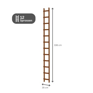 PROREGAL Dachleiter aus Holz mit 12 Sprossen, geeignet für Dacharbeiten.