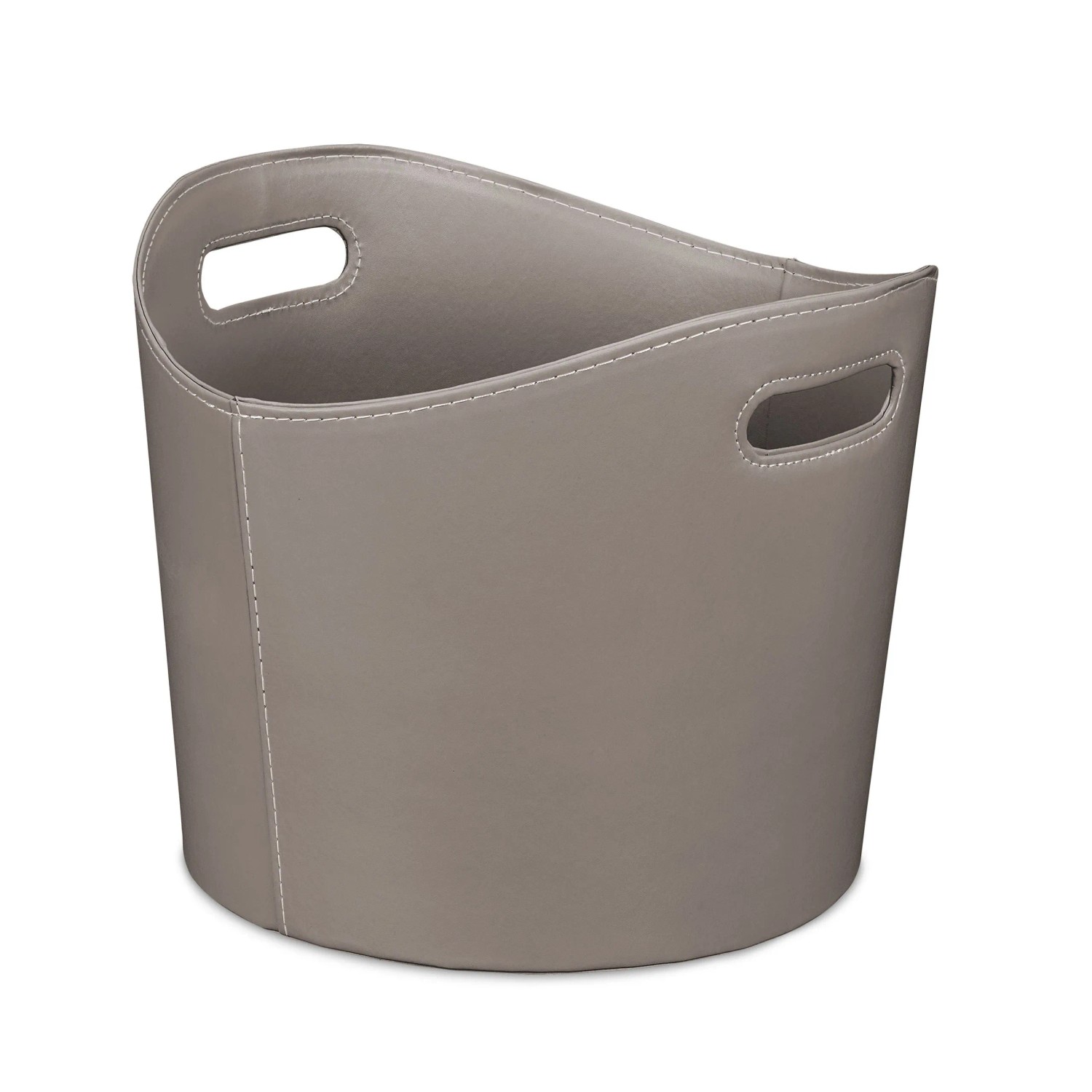 Relaxdays Holzkorb Kunstleder Dunkelgrau Mit Griffen 32 cm x 38 cm 1,3 kg