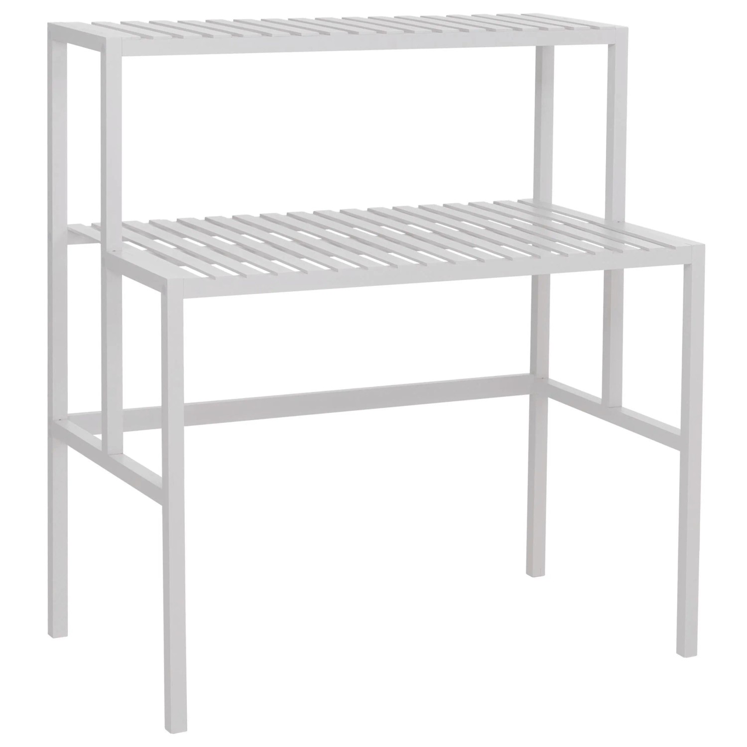 MCW Bambus Pflanzenregal Q34 2 Ablagen 100x90x50cm Weiß