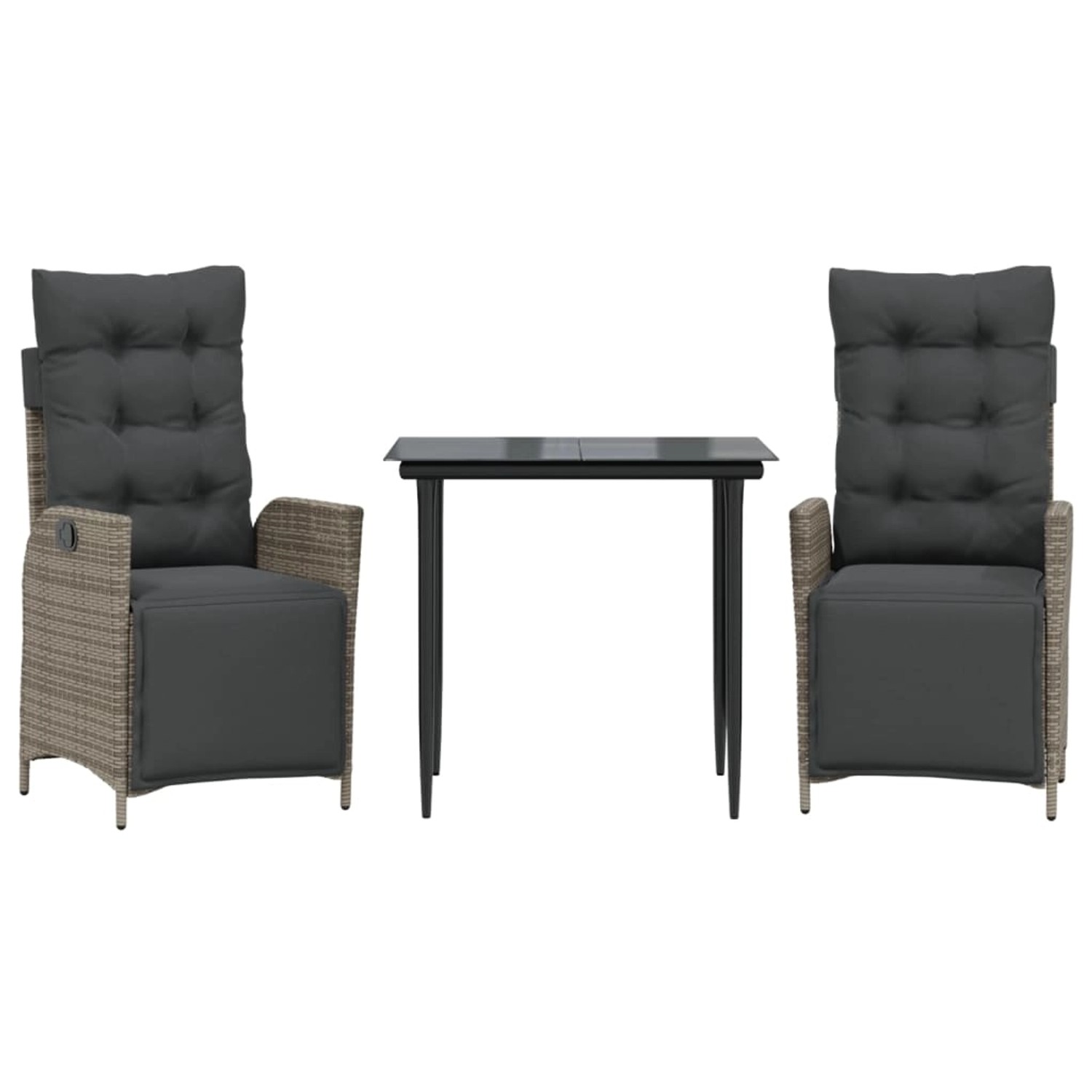 vidaXL 3-Tlg Garten-Essgruppe mit Kissen Grau Poly Rattan 3213420 günstig online kaufen