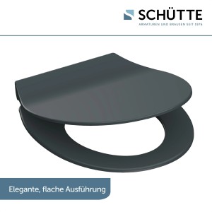 Schütte WC-Sitz Slim Anthrazit aus Duroplast mit Absenkautomatik und Schnellverschluss.