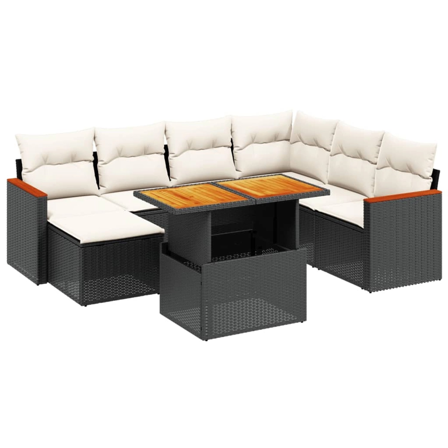 vidaXL 8-Tlg Garten-Sofagarnitur mit Kissen Schwarz Poly Rattan 3273191