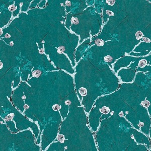 Livingwalls Tapete mit Blumenmuster in Blau, Grau und Weiß. Dekorative Wandgestaltung für Wohnräume.