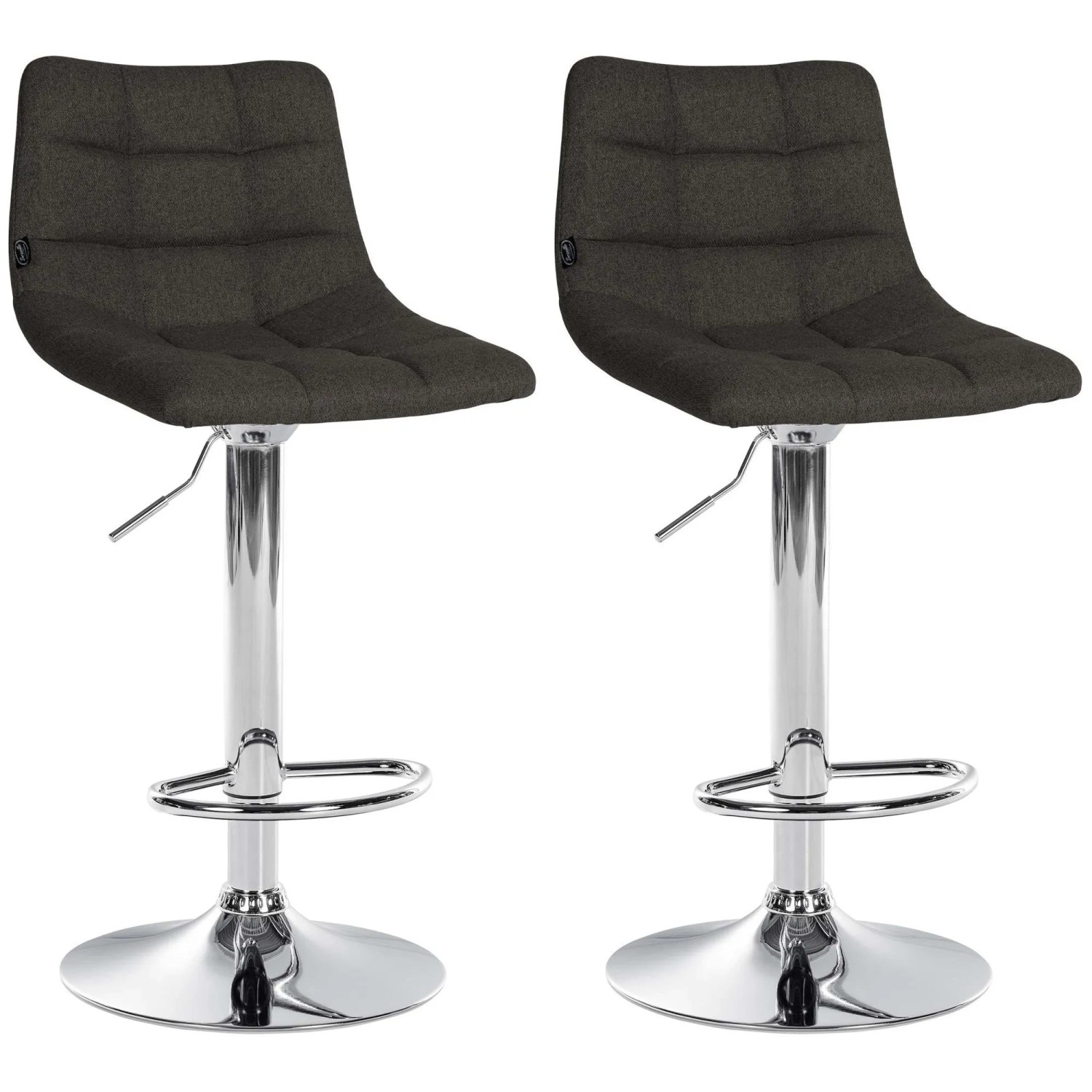 DELUKE Barhocker 2er Set DUBAI Dunkelgrau Stoff Chrom Barstuhl Mit Lehne Tresenhocker Tresenstuhl