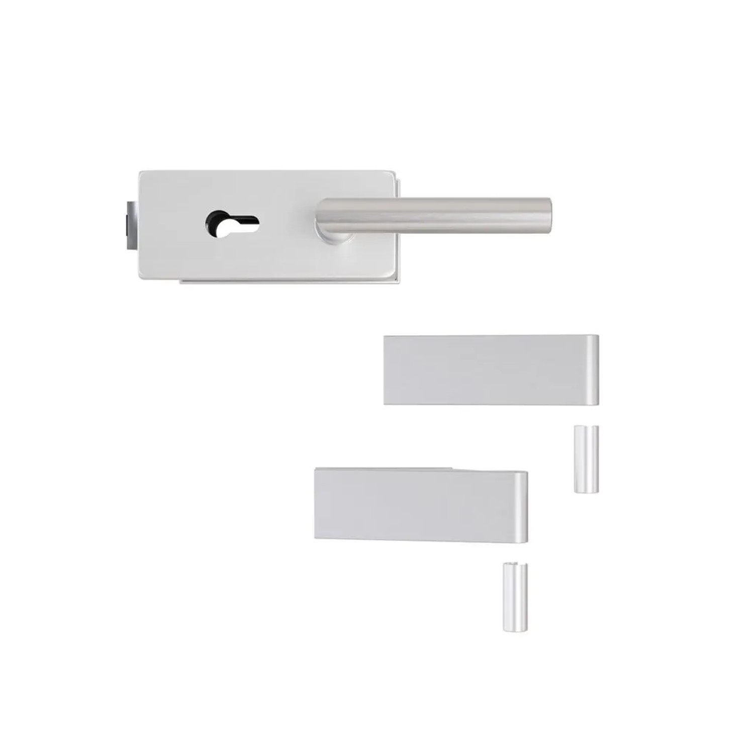 Hansaglas Glastürbeschlag Studio Profilzylinderschloss Eckig Glastür Beschlag-Set Aluminium