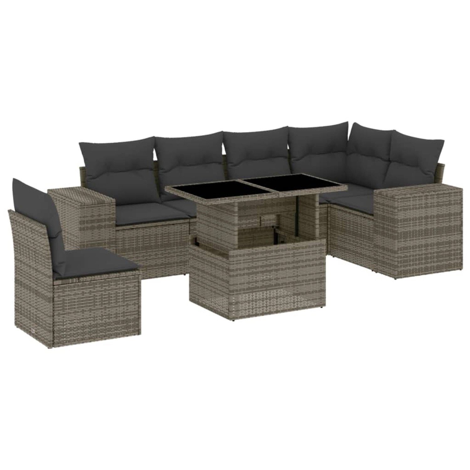 vidaXL 7-tlg Garten-Sofagarnitur mit Kissen Grau Poly Rattan Modell 186 günstig online kaufen