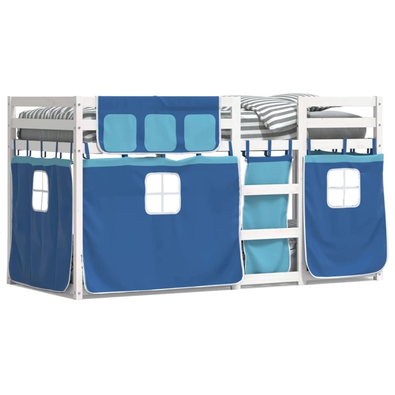 vidaXL Etagenbett mit Vorhängen Blau 90x190 cm Massivholz Kiefer 3283908 günstig online kaufen