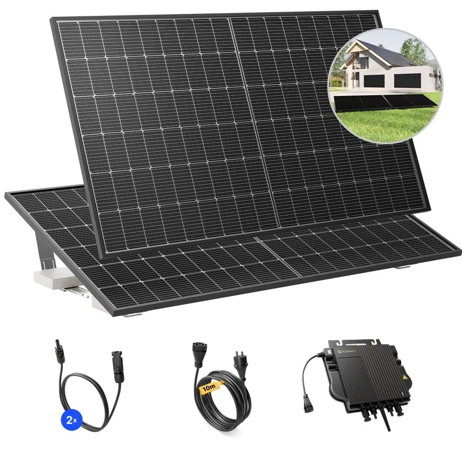 Solakon Balkonkraftwerk 900W Solaranlage mit Gartenhalterung Steckerfertig günstig online kaufen