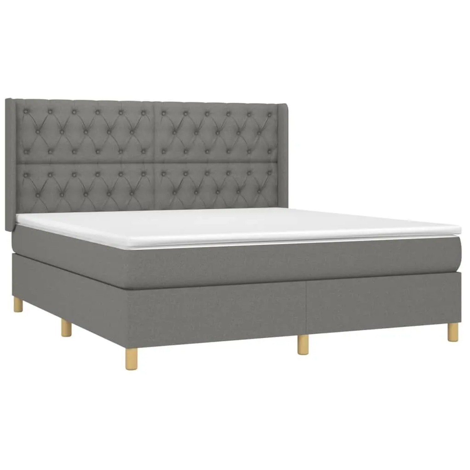 vidaXL Boxspringbett mit Matratze Dunkelgrau 160x200 cm Stoff 3132242