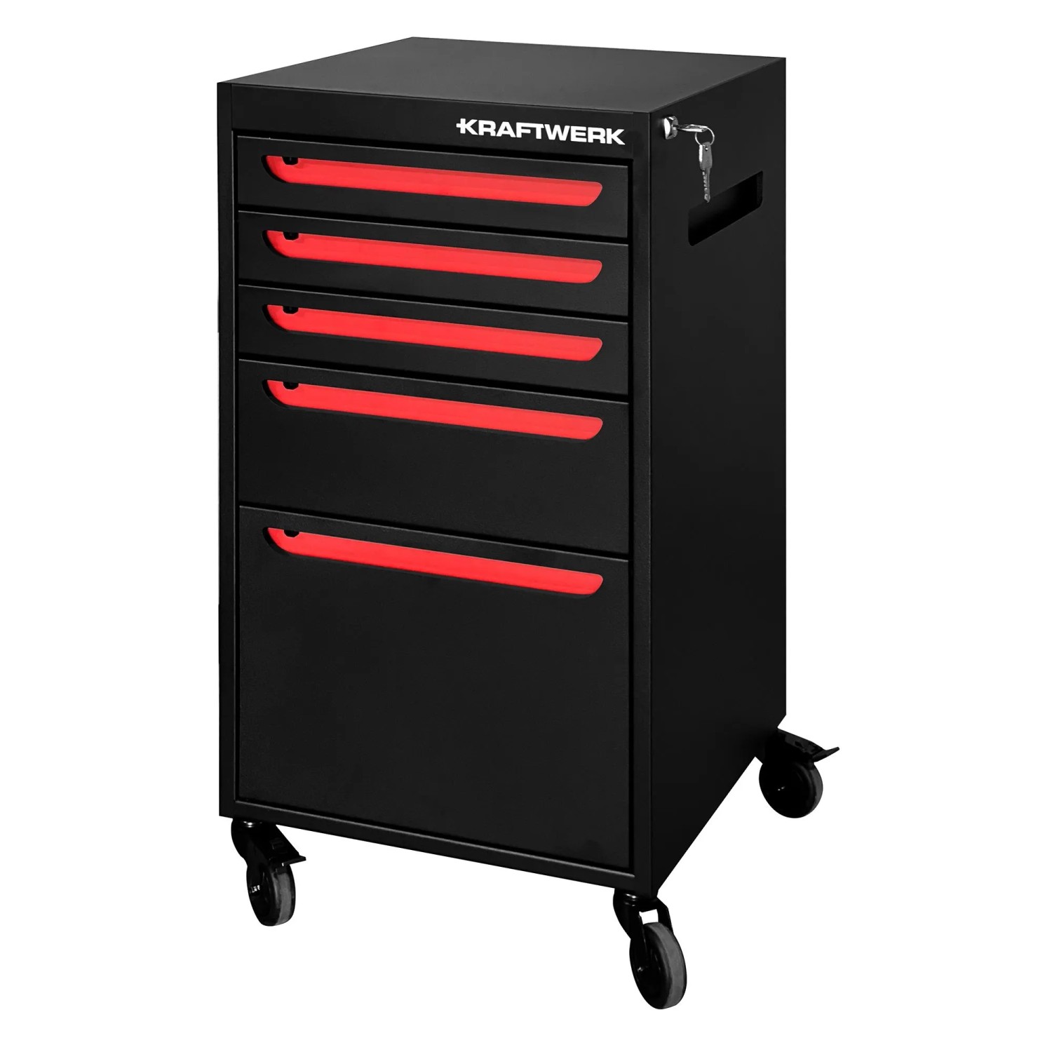Kraftwerk Werkstattwagen Designline ST470 5 Schubladen Schwarz-Rot