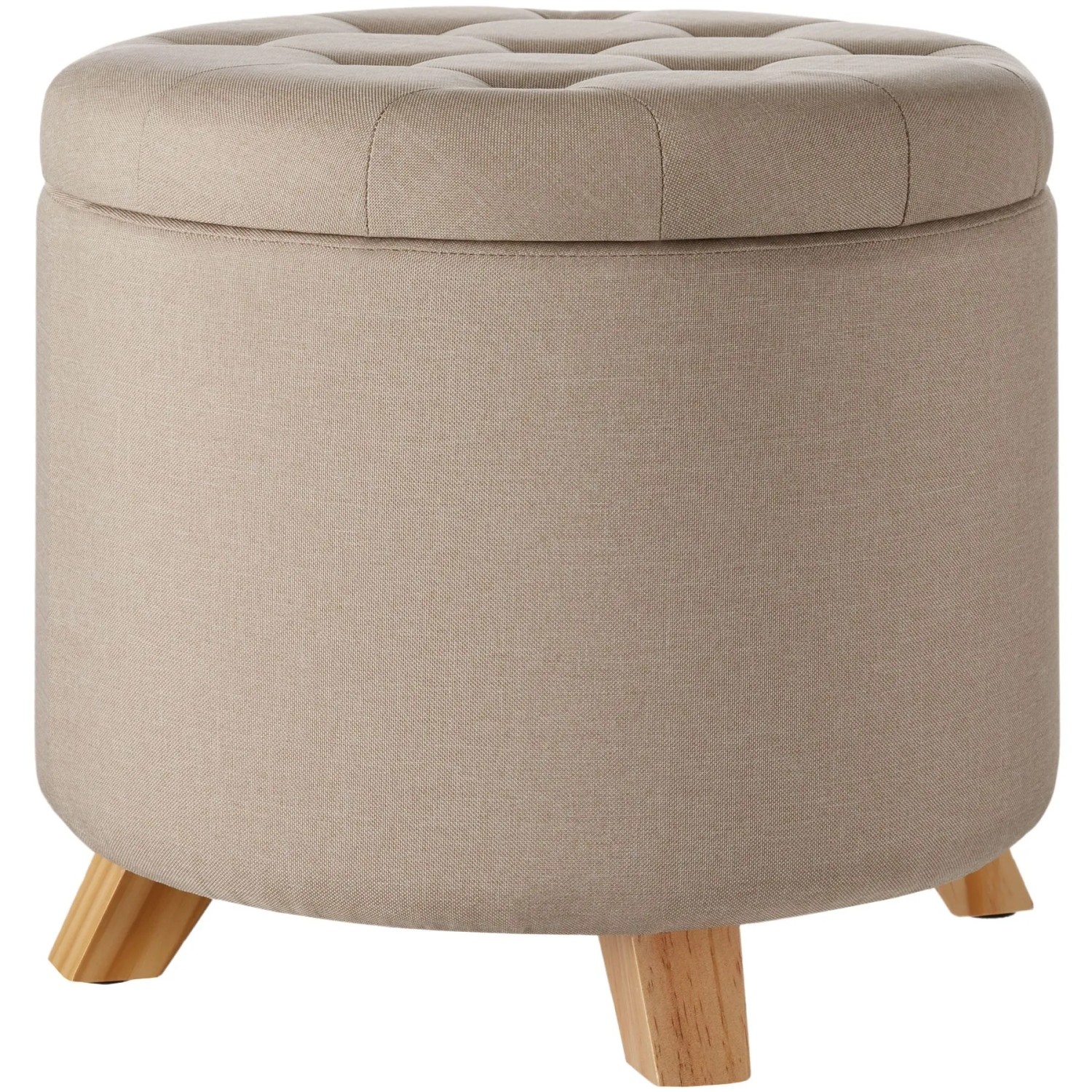 Tectake Sitzhocker Mit Stauraum Suna Rund 44 5 x 41 5 cm  44 50 x 44 50 x 41 50 cm Sand
