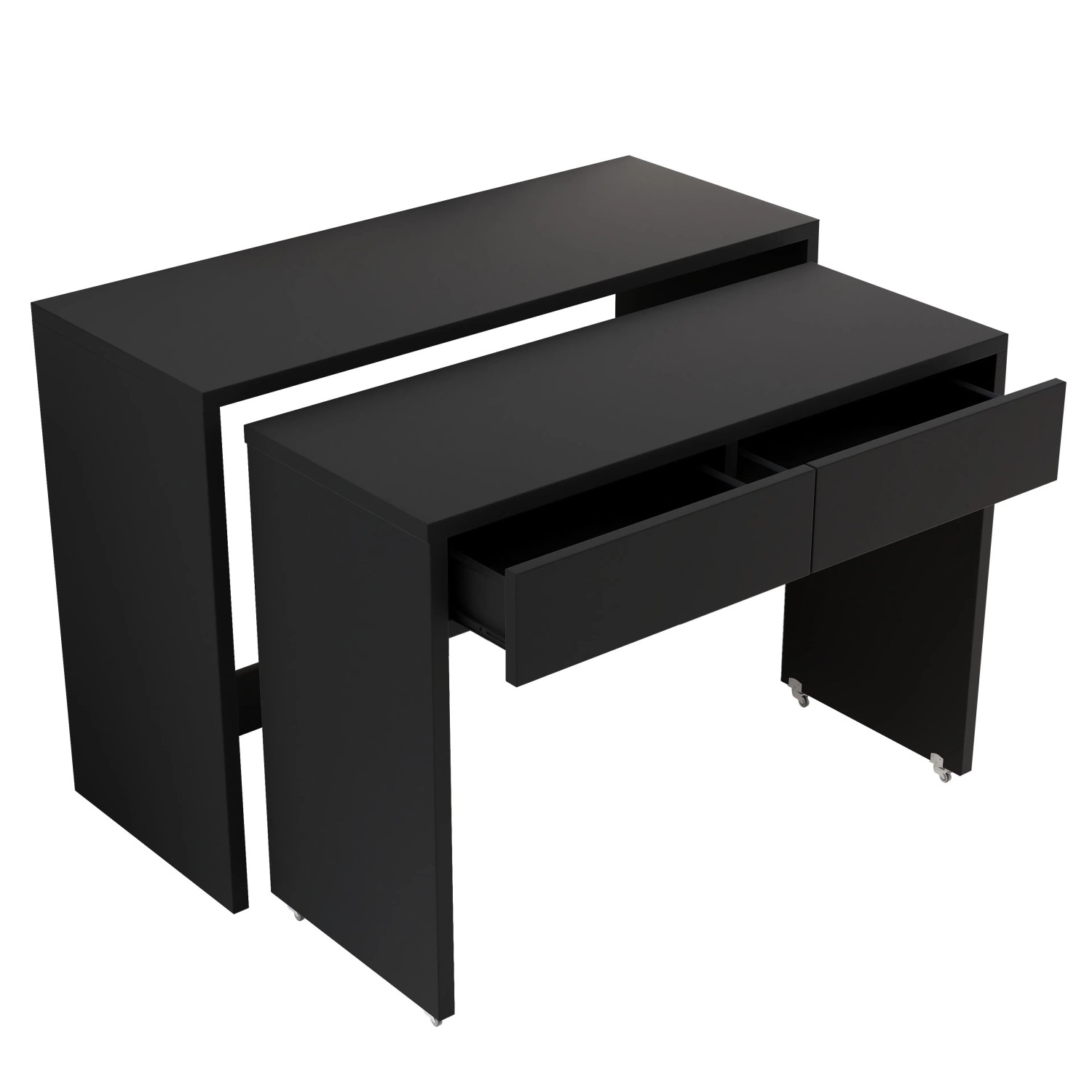 Okwish Regalschreibtisch Ausziehbar Mit Rollen Kompaktschreibtisch 110 X 78 Cm Schwarz