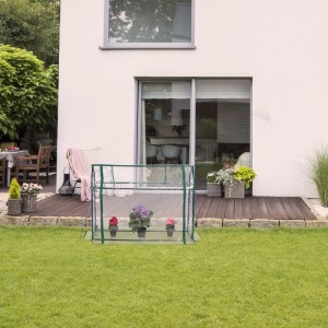 Relaxdays Foliengewächshaus PVC Transparent Dunkelgrün Mit Aufrollbarer Tür Ohne Boden 92 cm x 124 cm x 42 cm 1,85 kg