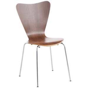 DELUKE Besucherstuhl BERLIN Holz Walnuss 45x49x85cm Konferenzstuhl Wartezimmerstuhl Bürostuhl