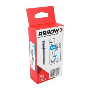 Arrow Blindnieten RA Alu, 4x12mm, 100 Stück im Karton. Zange-Zubehör für dauerhafte Verbindungen.
