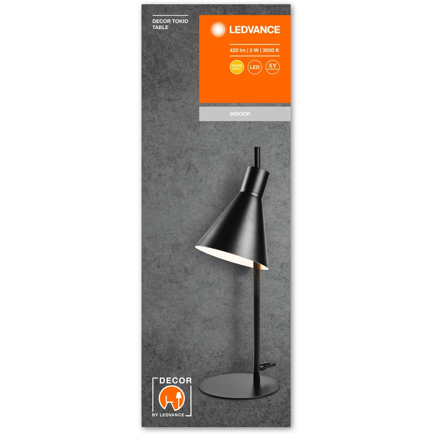Schwarze Ledvance LED-Tischleuchte Decor Tokio, 44 cm hoch, für Innenräume.