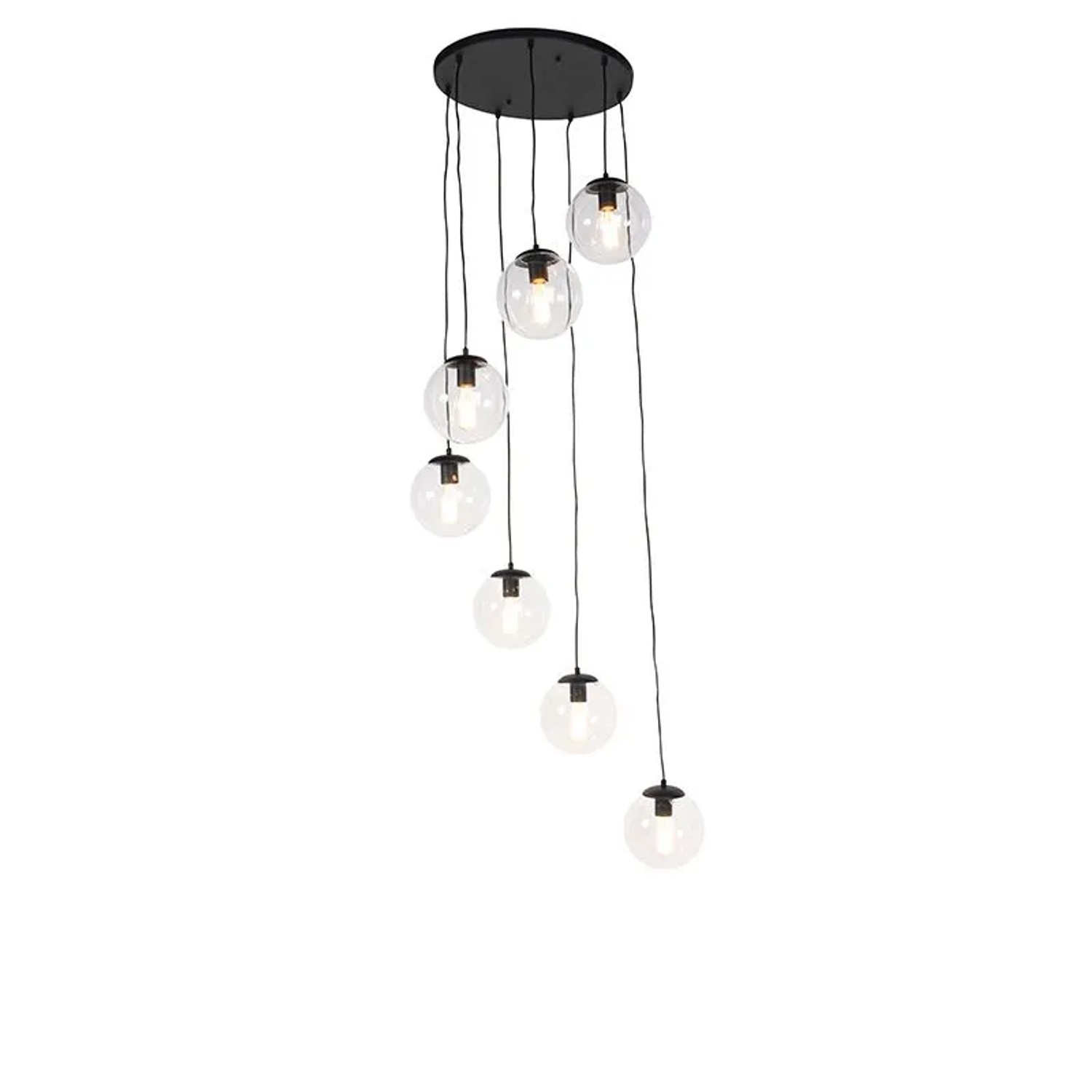 QAZQA Smarte Pendelleuchte Schwarz 7 Flammig inkl  WiFi ST64 Pallon