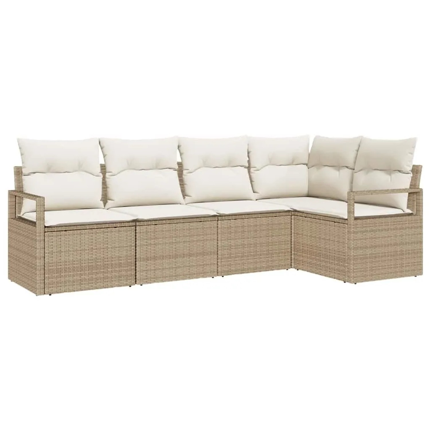 vidaXL Gartensofa-Set mit Kissen 5 Stk Beige und Weiß Poly-Rattan 3355050 günstig online kaufen