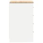 Weißer Garagen-Werkzeugschrank mit Kiefernholzplatte, 4 Schubladen, 40x51x85 cm.